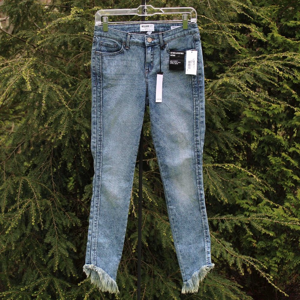 William Rast Diagonal Fray-Hem Skinny Jeans NWT